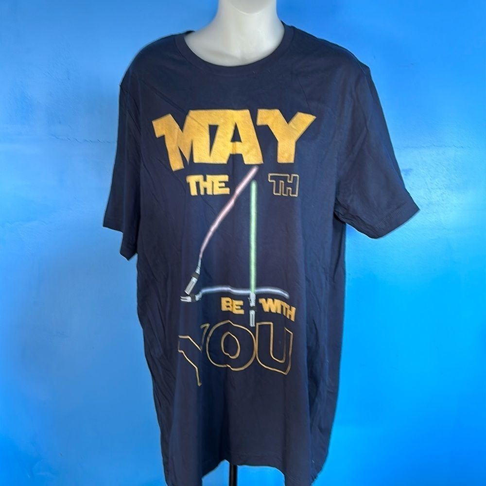 May The 4th Be With You T-Shirt Dark Blue Size XL Star Wars Fan Tee